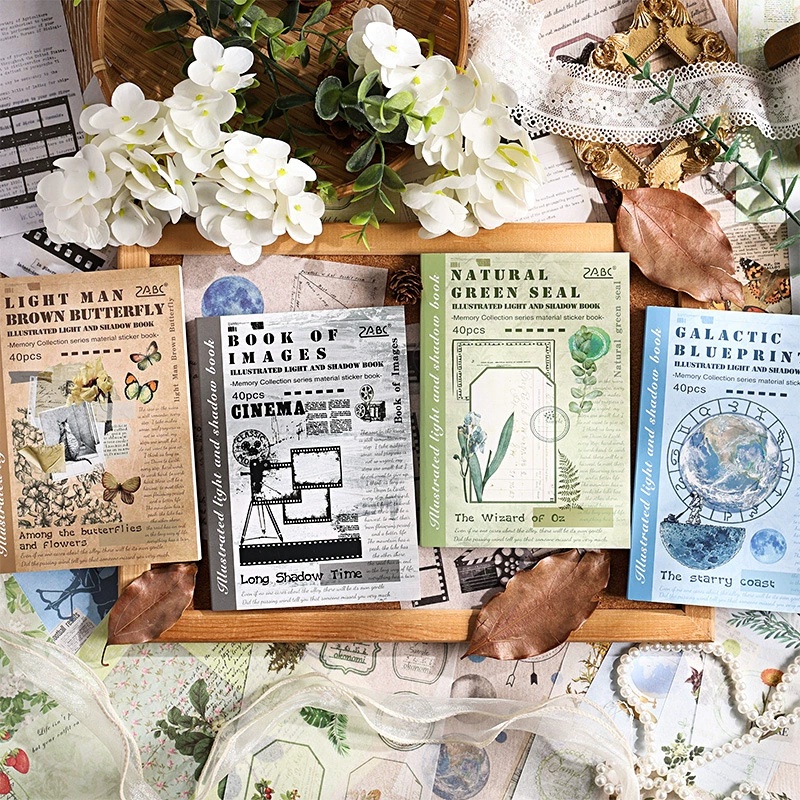 Vintage Collectible Books - Набор из 40 иллюстрированных стикеров серии